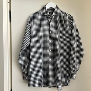 Hugo Boss Black and White Plaid Button Down